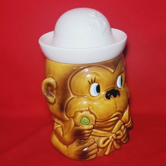 Vintage Sailor Monkey Ceramic Cookie Jar Japan Kitchen Decor Collectible - Picture 13 of 14